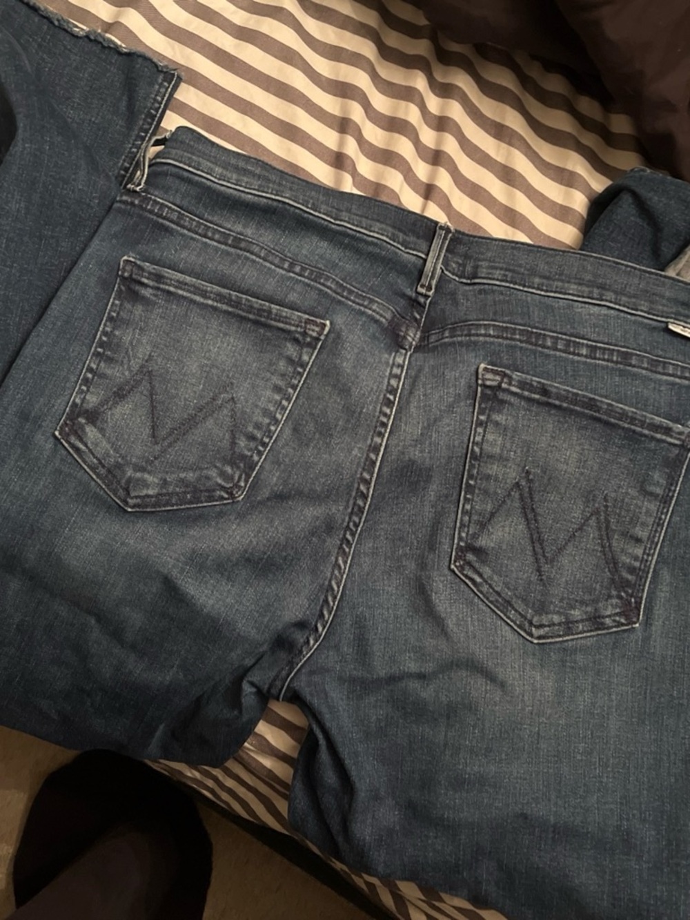 MOTHER Straight Leg Dark Blue Denim Jeans